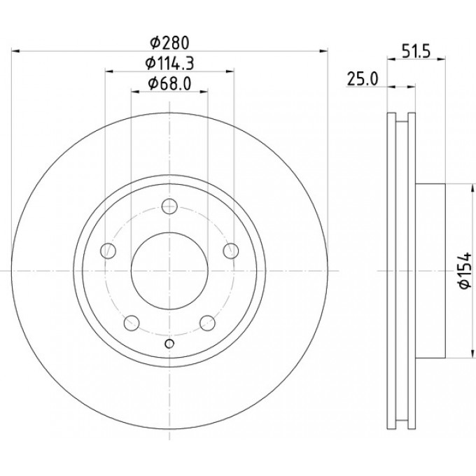 Диск тормозной передний для автомобилей Mazda 3 (13-) d=280 TRIALLI DF073408