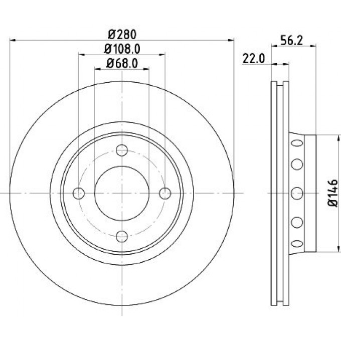 Диск Тормозной Audi 80 1.6-2.6 91-96 Передний Вент.D 280Мм. DF084616