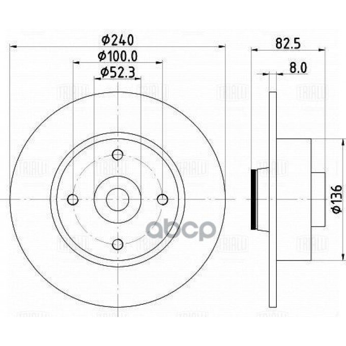 Диск Тормозной Задний D=240 Без Подшипника TRIALLI Df 095109 TRIALLI арт. DF 095109 DF095109