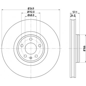 Диск Тормозной Audi A4/A5/A6/Q5/Q7/Vw Touareg 16- Передний D 349Мм. (Окраш.) TRIALLI арт.