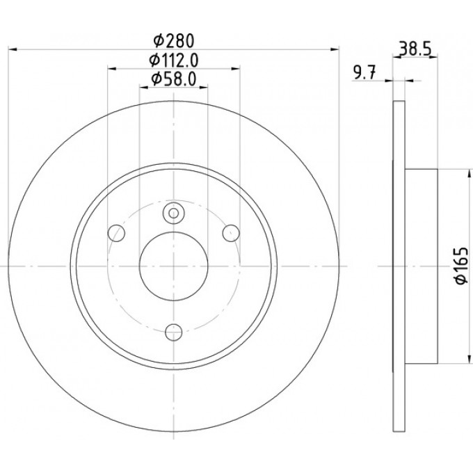 Диск тормозной передний для автомобилей Smart Fortwo (05-) d=280 TRIALLI DF240121