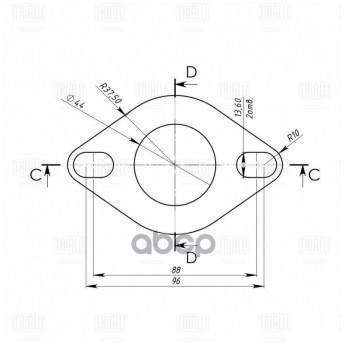 Фланец Универ. D44 Под Шпильку 13.6 Mm. (Нерж. Алюм. Сталь) (Empf 4413) TRIALLI Empf4413 T