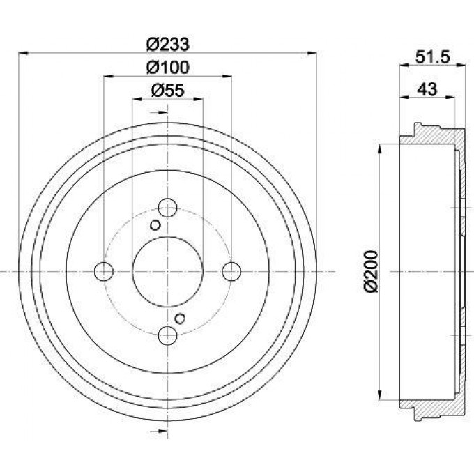 TRIALLI Барабан торм. для ам Toyota Yaris Verso (99-)Echo (99-) d=200 (TF 051341) TF051341